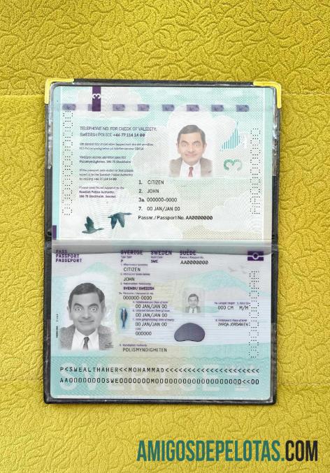 Passaporte Sueco Novo Photolook Presente 2022 baixar para verificação